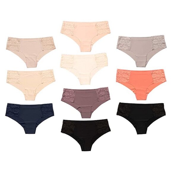 Pretty Sweet Basics Womens Pack of 10 Laser Cut Bikini Cheeky Hipster Panties XL - Picture 1 of 4